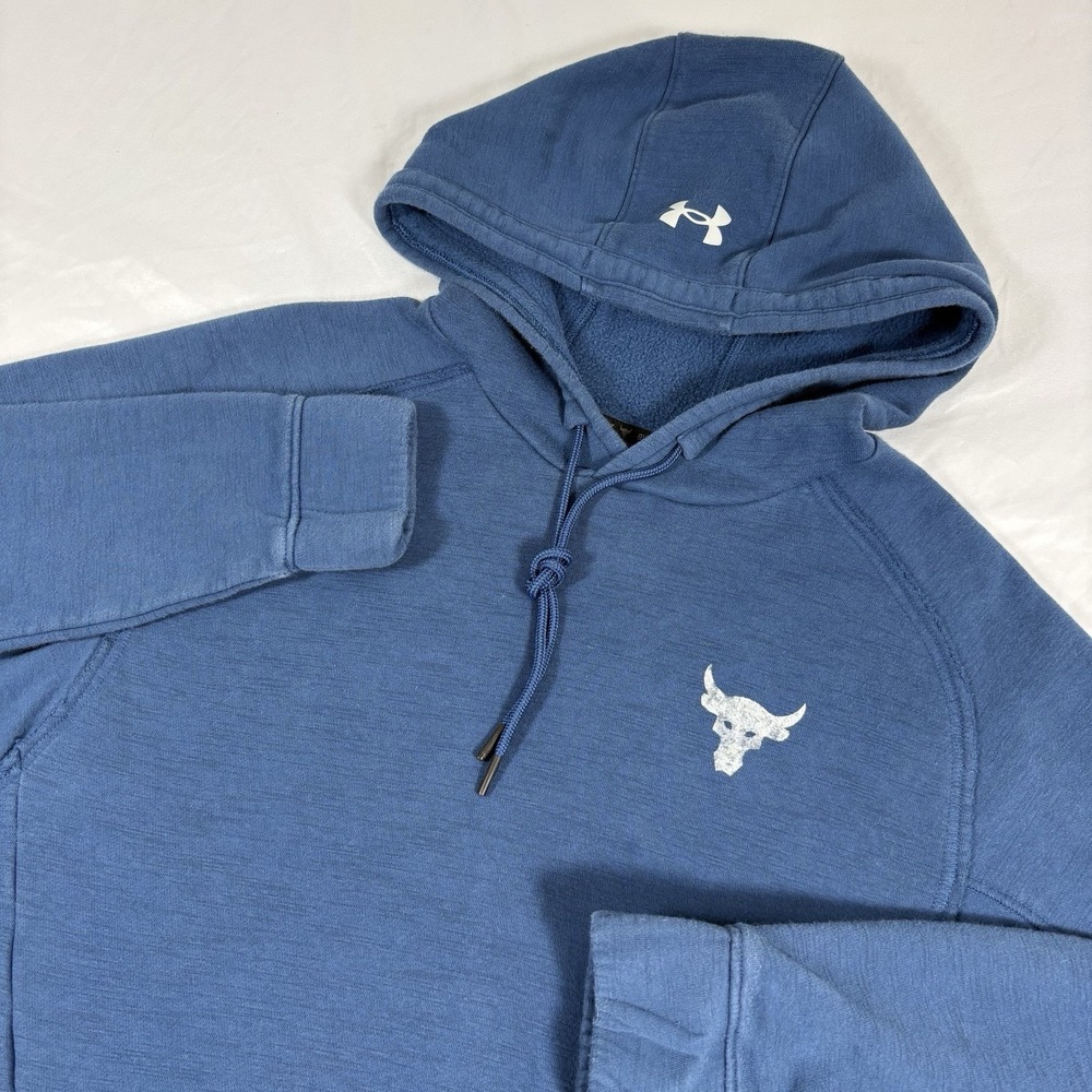 Mens Under Armour‎ Project Rock Sweatshirt Hoodie Charged Size S Loose Blue